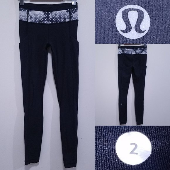 Lululemon Wunder Under Polka Dot Yoga Leggings Size 2 XXS Skinny Pant 29" Inseam - Picture 1 of 10